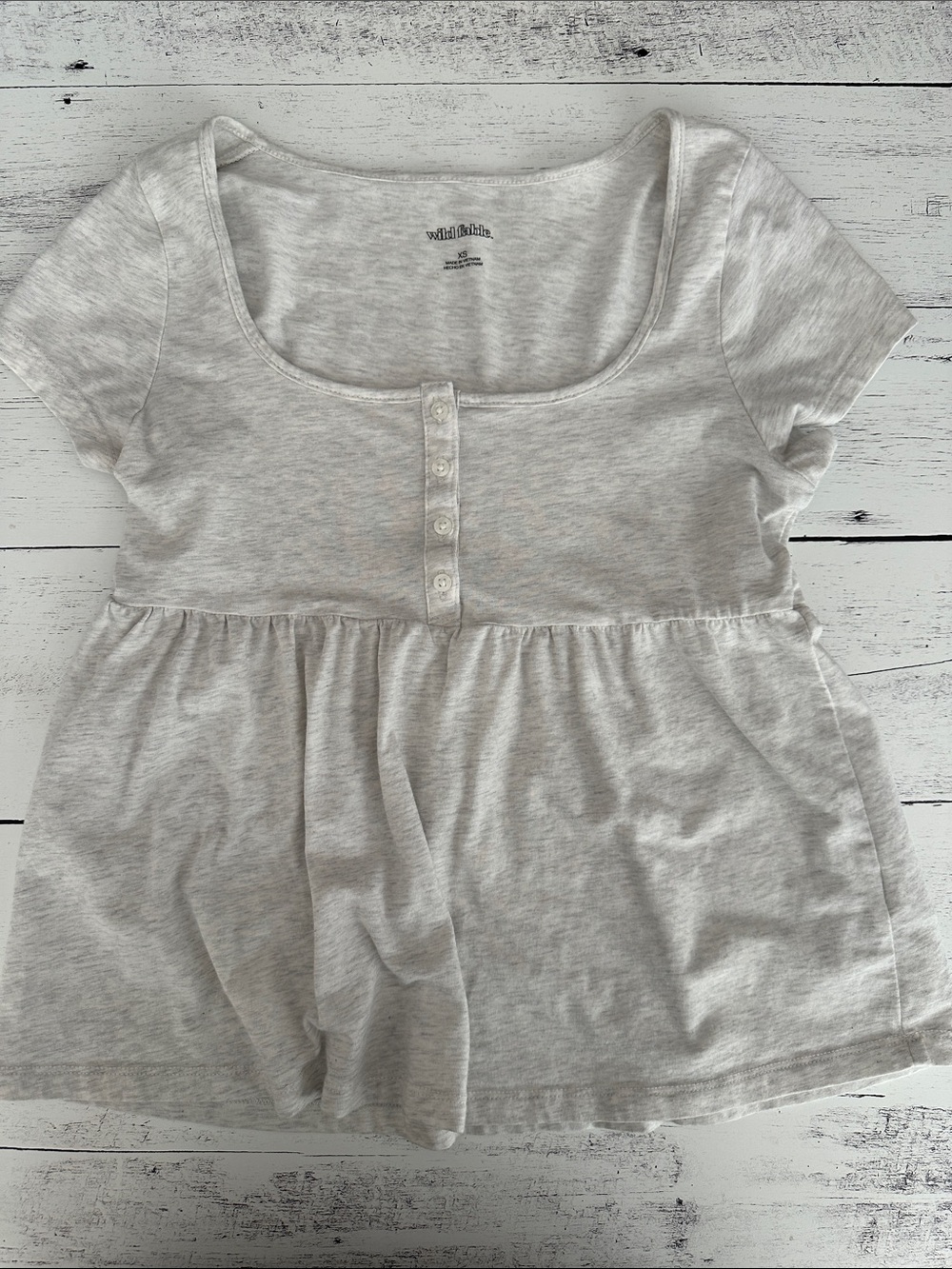 wild fable Heather Light Gray Short Sleeve Peplum Tee babydoll tee size XS